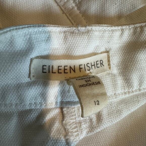 Eileen Fisher Cotton Hemp Tapered Pant White 12 - Picture 3 of 10